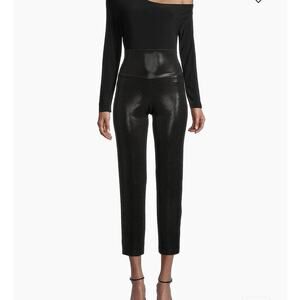 Norma Kamali Revolve Black Lame’ Pencil Pants S High Waisted Stretch Shiny NWT